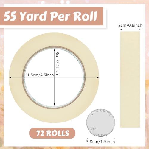 Image of Fainne 72 Rolls Masking Tape Bulk 0.8 Inch 55 Yards