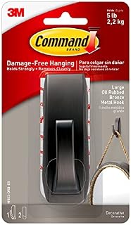 3M 390435 Command Modern Reflections Metal Bronze Hook and 2 Strips, Multicoloured, 1.4 x 3.9 x 6.65 cm