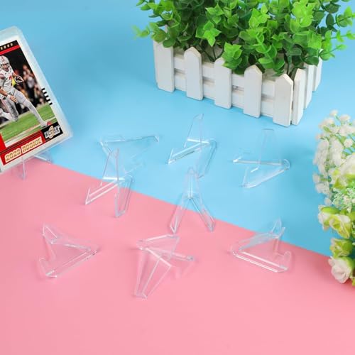 Image of vivinin 20 Packs Card Display Stand, Card Stand, Card Stands for Sports Cards, Trading Card Stand, Acrylic Material, 2.7 Inch Tall