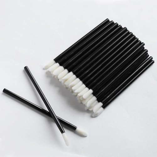 使い捨て リップブラシ 化粧用 業務用 化粧用品 化粧ブラシ 持ち運びに便利、収納ボックス付き (50pcs ブラック)