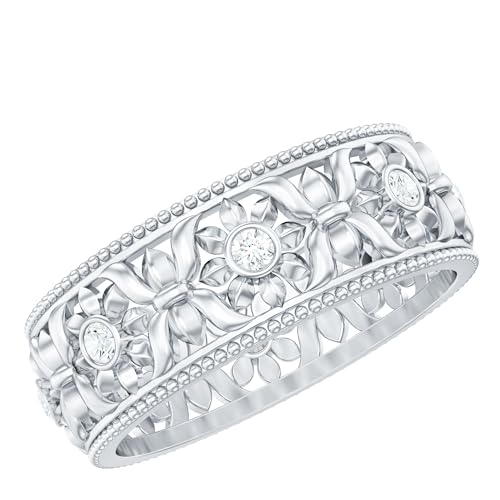 Certified Diamond Floral Wedding Band, Hi Color Si Clarity, Real Diamond Wedding Band for Women (Ready to Gift)