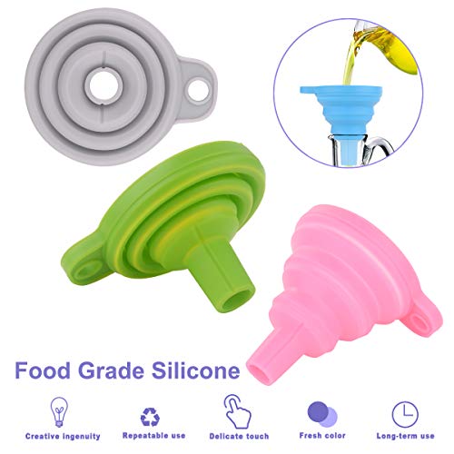 Funnels For Filling Bottles, Kitchen Funnel, Funnels For Kitchen Use, Food Grade Silicone Collapsible Funnel, Small Funnels For Filling Water Bottle Liquid Powder Transfer (4 Pack) #TOP5