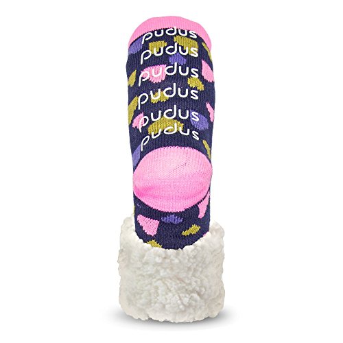 Image of Pudus Cozy Winter Slipper Socks Women & Men w Non-Slip Grippers Faux Fur Sherpa