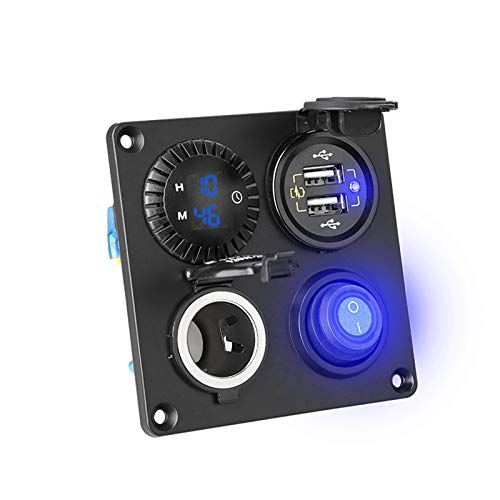 Auto QC3.0 Dual USB Ladegerät Digital Uhr Ein-/Ausschalter 12V Steckdose Steckdose Panel Utility To Use