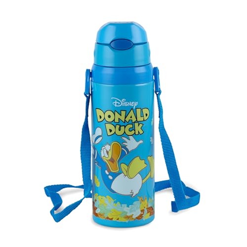 Image of CELLO Kidzbee Autumn 600 Donald Duck Design Insulated Kids Sipper Water Bottle 600 ml |Food Grade, 3D Touch & Feel Design, BPA Free, Leakproof Easy Press Open Flip Top Cap Insulated Kids Water Bottle