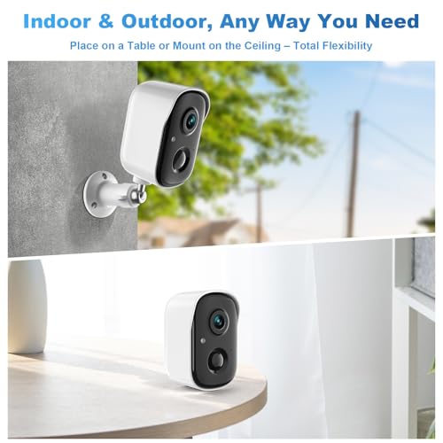 RADCLO 2K Wireless Outdoor Security Camera, Battery Powered WiFi CCTV with AI Detection, Color Night Vision, 2-Way Audio, Siren & Spotlight, Waterproof Indoor/Outdoor Home Surveillance - Image 2