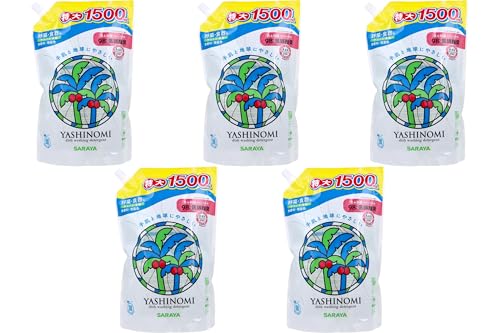 ヤシノミ洗剤 野菜・食器用 詰替用 特大 1500mL 食器用 油汚れ対策 手肌にやさしい 植物由来成分 中性 無香料 無着色 無添加 野菜も洗える キッチン用 台所清掃用品 (詰替用1500mL×5パック)