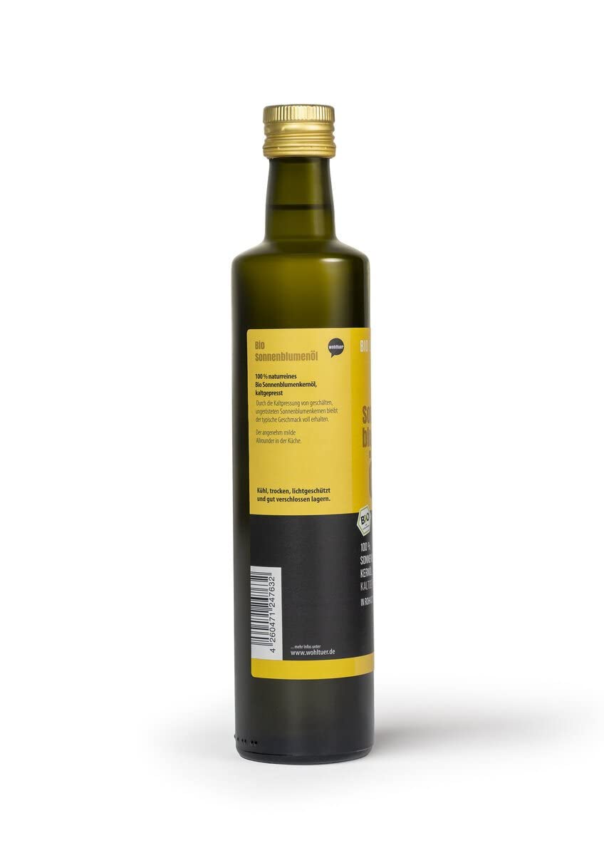 Wohltuer Aceite de girasol orgánico, 2 unidades de 500 ml de calidad cruda