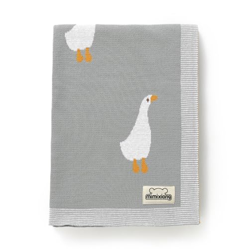Image of mimixiong Baby Blanket Knit Receiving Boys Girls Blanket Soft Cotton Neutral Blanke for Swaddle Crib Stroller with Cute Sheep (Goose-Grey, 30x40 Inch (Pack of 1))