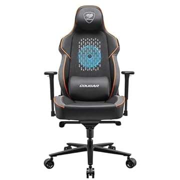 COUGAR Cadeira gamer Nxsys Aero, 150º reclinável, capacidade de peso de 160 kg, ventilador ARGB integrado de 200 mm, almofada magnética de cabeça e travesseiro lombar com apoio de braço 3D ajustável -