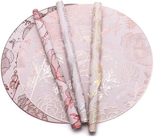 Set de table rond PVC lavable argenté 38 cm antidérapant résistant chaleur - 3