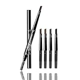 Matita per sopracciglia impermeabile, strumento per il trucco del pennello per sopracciglia retrattile automatico (nero grigio marrone)