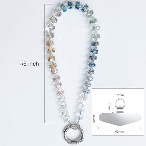 Image of TENOC Beaded Phone Wrist Strap, Multicolour | Cellphone Lanyard Chain, Sparkling Wristlet Bracelet, For Women