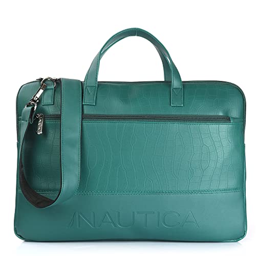 Image of Nautica Padded Laptop Sleeve Stylish Leatherette Bag | Waterproof Protective Cover with Handle & Detachable Sling Strap | Compact and Comfortable for Travelling | Suitable up to 15.6 Inch Laptop