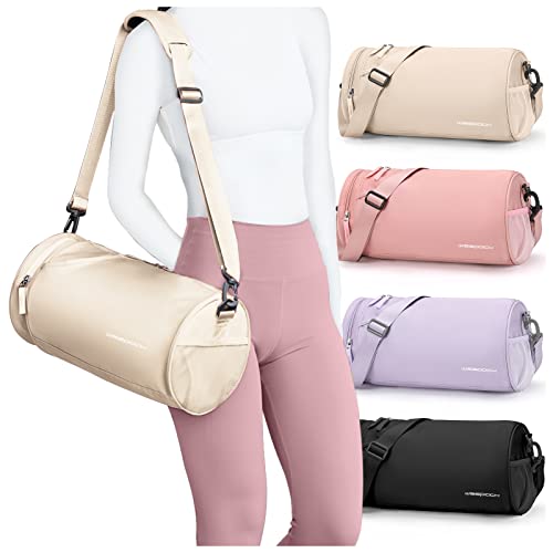 Image of Small Gym Bag for Women, Waterproof Mini Duffle Bag Womens Spotrs Workout Bags Small Travel Duffel Bag with Wet Pocket Carry on Weekender Bags for Dance Swimming,Gym,Yoga,Fitness White