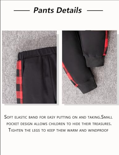 Image of Toddler Boy Clothes Plaid Hooded Shirt White T-shirt Top and Solid Color Pants 3Pcs Winter Boys Clothes
