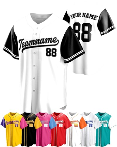 Custom Baseball Jerseys - Personalized Button Down Sport Team Uniforms for Men, Women, Youth, Boys, Girls - Add Name & Number miniatura 1