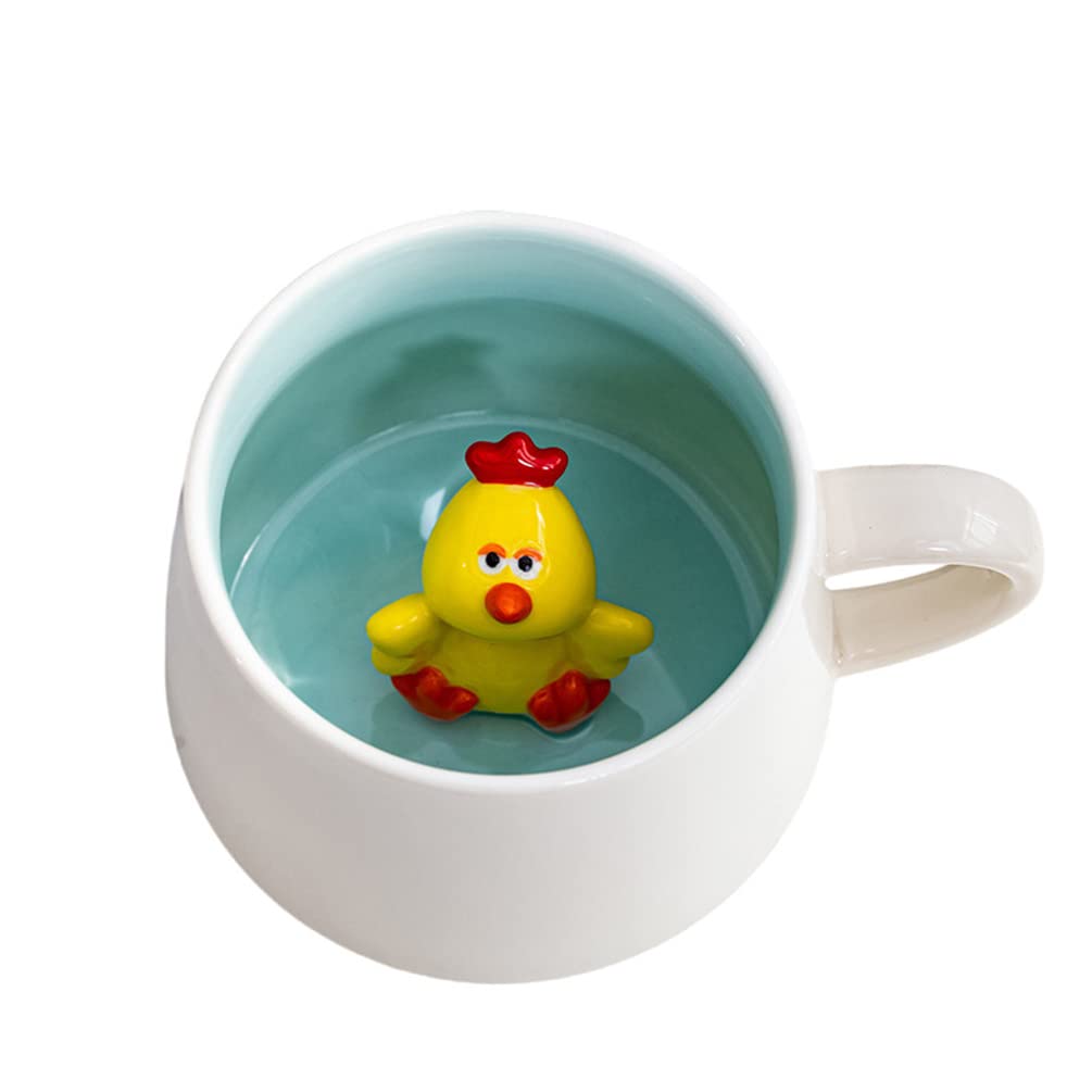 Biigming Tazza Pollo Tazza Animal 3D in Ceramica 350ml Tazzine da caffè Mug con Figurine Animati Regalo per Natale, Compleanno, Amici, Familiari o Bambini(Pollo)
