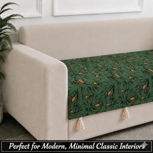 Image of STITCHNEST 'Eden Weaves Collection Series' 3 Seater Sofa Cover| Elegant Woven Fabric, Decorative Tassels, Washable & Durable for Modern Living