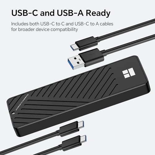 Image of HR-EB101 AC Black M.2 NVMe SSD Enclosure, 10Gbps USB-C, 2230-2280 | CNC aluminum housing, thicker thermal pads, dual cables, UASP /TRIM /S.M.A.R.T support, NVMe only, SSD not included