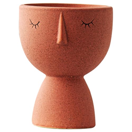 MAGICLULU Maceta de Cerámica Rosa Pequeña para Flores y Bonsáis, Maceta Decorativa de Arte Abstracto para Interior, Decoración de Escritorio y Jardín, Jardinera para Plantas Pequeñas