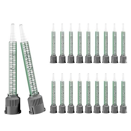 TOOLSHARK Lot de 20 buses de mélange pour colle UHU, buse de mélange de colle époxy, buse de mélange statique 1:1, buses de mélangeur pour pistolet à colle, colle à deux composants 2 K