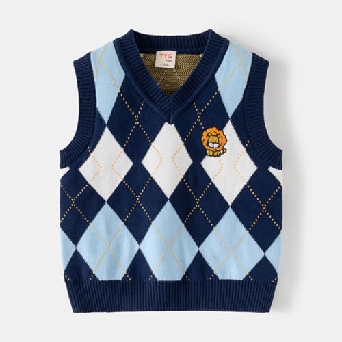 Girls Boys Preppy Style Argyle Sweater Vest Knit V Neck Cute Waistcoat Pullover Sleeveless Sweaters for 1-8 Years2