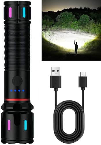 wahliwahli LED Rechargeable Flashlights High Lumens, 1500+ Lumens Super Bright Zoomable Fluorescent Flashlights, Waterproof Powerful Flash Light Multifunctional Flashlights for Home Camping Hiking