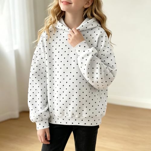 Kiavfrkp Hoodies for Teen Girls Cute Polka Dots Pullover Hooded Sweatshirt - image 3