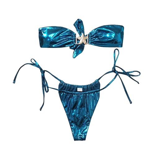 AIBEARTY Women Sexy Micro Bikini Set Shiny Metallic 2 Piece Swimsuit Push Up Underwire Swimwear Bathing Suit4