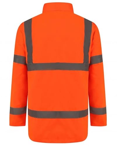 New Hi Vis Parka Jackets High Visibility Safety Security Workwear Waterproof Storm Padded Jackets Hi Viz Reflective Protective Hooded Long Rain Coats (UK, Alpha, S, Regular, Regular, Orange) - Image 2