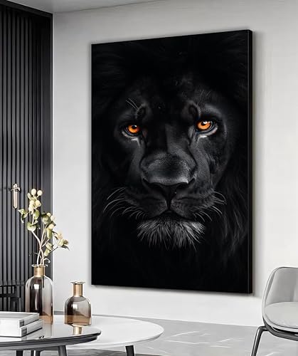 Affiches et impressions de lion noir sur toile de salon 80 x 120 cm