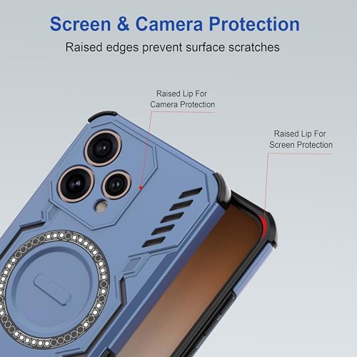 Image of Zapcase Back Case Cover for Oppo Reno 15 5G | Magnetic Case with Built-in Metal Ring | Supports MagSafe Charger, Wallet & Car Mount | Shockproof Hybrid PC + TPU | Blue
