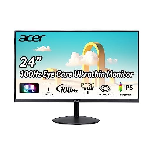 Acer SB242Y EBI 23.8" Full HD (1920 x 1080) IPS Zero-Frame Gaming Office Monitor | AMD FreeSync Technology Ultra-Thin Stylish Design 100Hz 1ms (VRB) Low Blue Light Tilt HDMI & VGA Ports