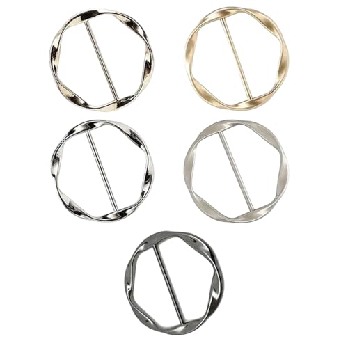 HABNI Hebillas 5 Piezas Plata Brillante Dorado Imitación Oro Mate Plata Mate Negro Pistola T Clip Camisa Anillo Pañuelo Seda Dobladillo Nudo Corbata Cierres Mujeres Niñas