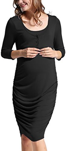 Dance Fairy Molliya Women's Maternity Dress Casual Short Sleeve Ruched Sides Midi Fitted Bodycon Dress Plus Size