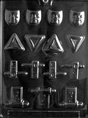 Cybrtrayd - Moldes religiosos de Purim surtidos Molde de chocoolate transparente