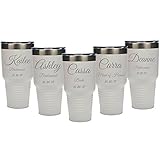 Bridesmaid 30 ounce Tumbler in Set of 4 to 12 made of Stainless Steel Custom Engraved with a Clear...