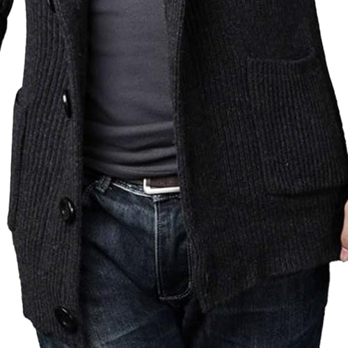 Men's Lapel Cardigan Sweater Men Loose Casual Sweater Men's Solid Thick Knit Cardigan2