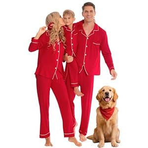 SWOMOG Family Christmas Pajamas Set Women & Men & Kids Long Sleeve Pj Set Party Sleepwear Button-Down Loungewear Set