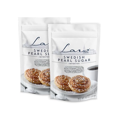 Lars Own Swedish Pearl Sugar – 2-Pack, 10-oz Resealable Pouch – Non-Melting, All-Natural Decorative Nib Sugar for Baking