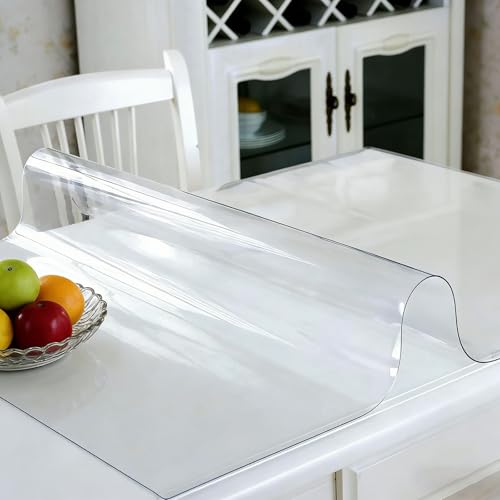 Nappe transparente 115x155 cm PVC de protection table avec coins arrondis