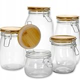 recipiente de madera crucigrama Calidad prémium: los tarros están hechos de vidrio de borosilicato duradero en lugar de plásticos, que tiene las ventajas de una mayor dureza, resistencia al calor con mejor transmisión de luz. Estos vasos de boca recta y boca ancha permiten un fácil llenado y extracción