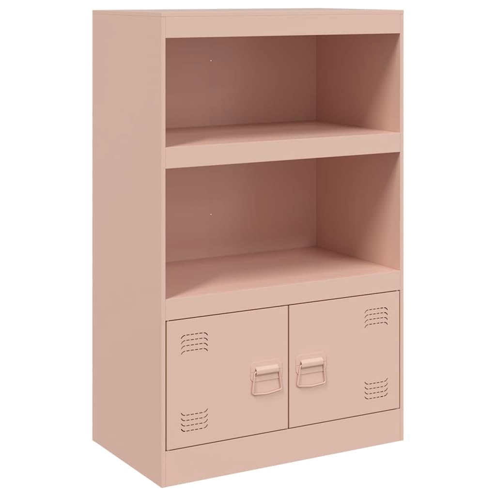 Buffet rose 67 x 39 x 107 cm, en acier laminé à froid, avec 2 étagères et portes, pour chambre à coucher, salon, meuble de rangement