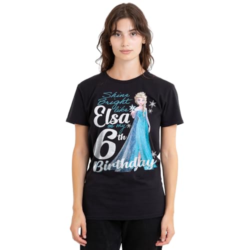 T-shirt Reine des Neiges femme noir Frozen Elsa 6 ans coton