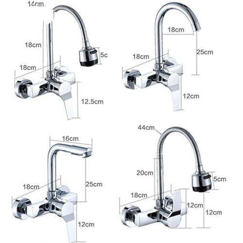 Mitigeur de cuisine flexible orientable 360 pour évier mural double trou
