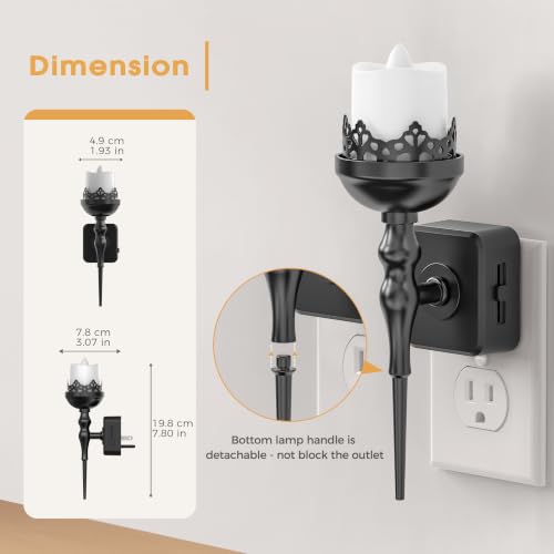 Image of Briignite Halloween Night Light, Gothic Candle Night Lights, Amber 1600K