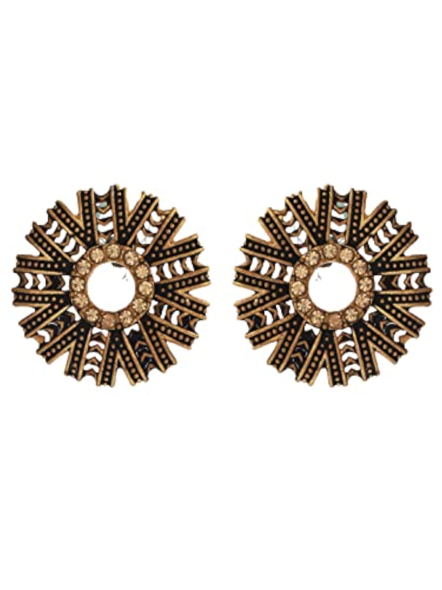 Studded Floral Plated Stud and Drop Earring Set of 3
