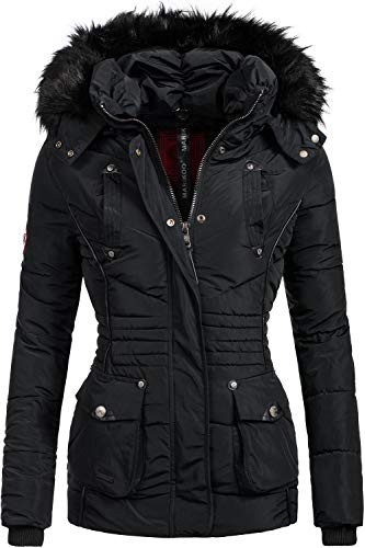 Preisvergleich Produktbild MARIKOO Damen Winter Jacke Steppjacke Vanilla Schwarz Gr. L