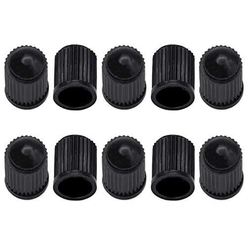 10 robuste Kunststoff Auto-Ventilkappen in Schwarz für Autoventil AV...